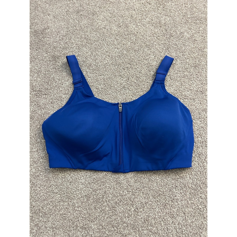 All in Motion Sports Bra Womens 38D Blue Excellent Front Zip High Support